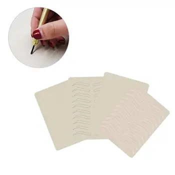 

4 Sheets Embroidered Tattoo Practice Skin Semi-permanent Tattooed Imitation Leather Simulated Eyebrow Tattooing Practice Skin