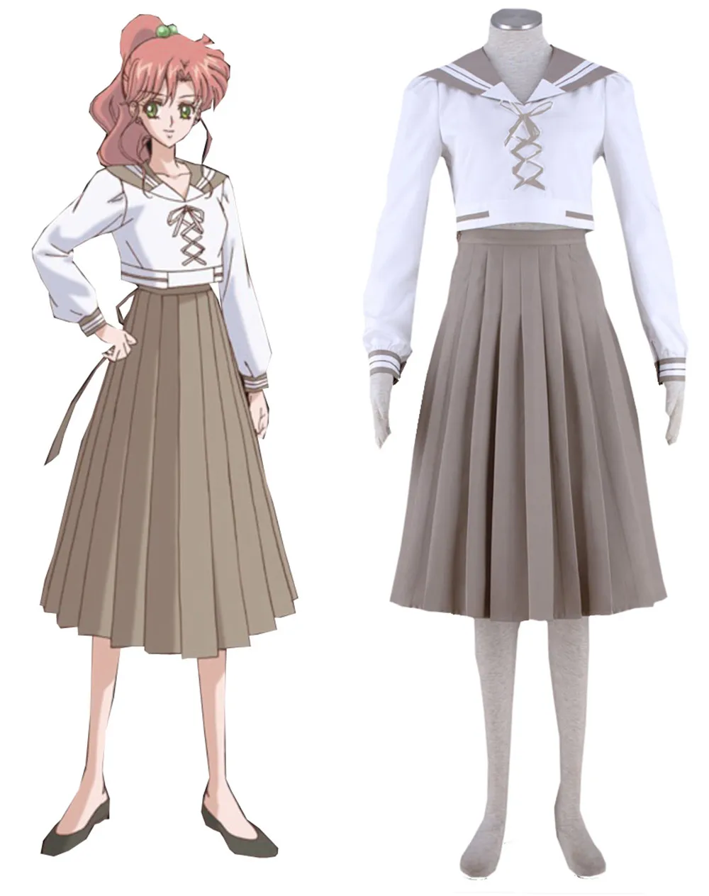 

New Japan Anime Sailor Moon Sailor Crystal Jupiter Kino Makoto Cosplay Costume School Uniform Dress Outfit Hot