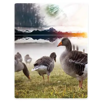 

Hommomh 60 "X80" blanket polyester material comfortable warmth portable soft flannel sofa blanket Lake goose pattern