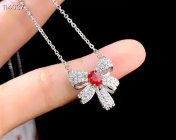 

Myanmar 925 silve Natural Ruby Gemstone pendant Women Fine Jewelry 4x5mm