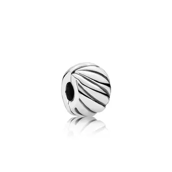 

2020 New Classic 925 Sterling Silver Feathered Clip Charm Fit pandora Bracelet Bangle Round Clip Charm Bead DIY Jewelry