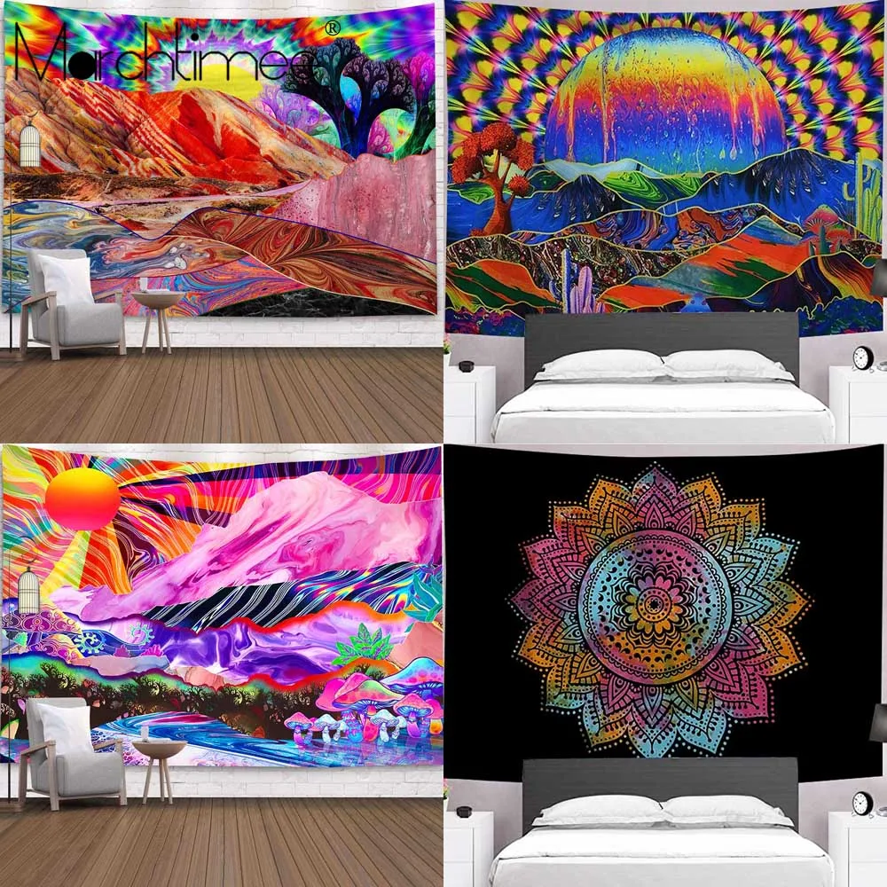 Psychedelic гобелен настенный Декор индийская Мандала хиппи Wandkleed Луна с изображением