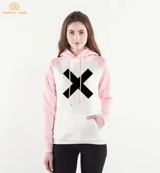 

X & Wrong Letter Print Fleece Sweatshirts Women 2020 Spring Autumn Kawaii Kpop Raglan Hoodies Pink Harajuku Pullovers For Adult
