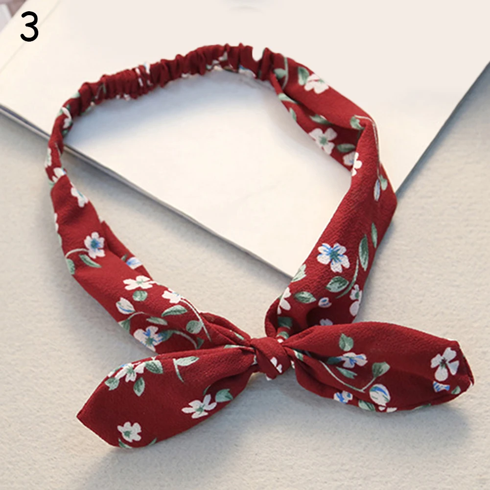 

Retro Rabbit Ear Printing Headband Bow Knot Cute lattice Hair Band Headwrap Fashion Elegant Scrunchies Girls Hair Accessories