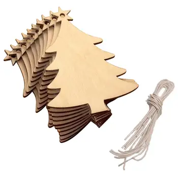 

10Pcs/Set Christmas Tree Hanging Wooden Slices Discs DIY Ornament Pendant Carved
