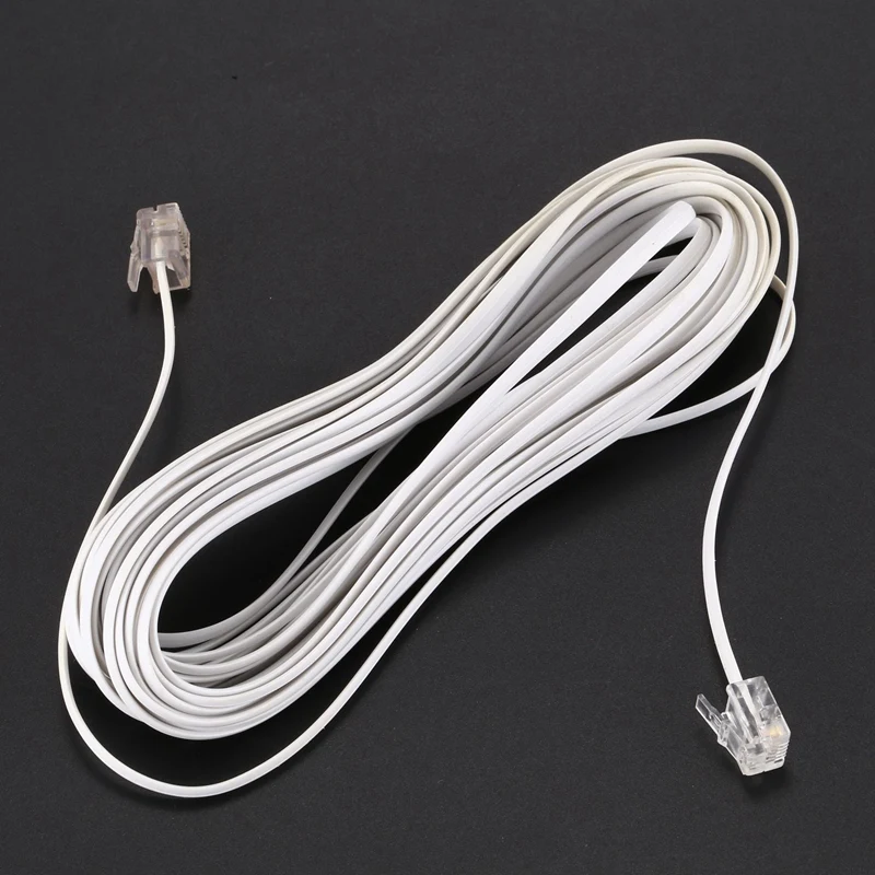 Белый 6P2C RJ11 длинный 6 м (20 футов) телефонный удлинитель Модульный Телефонный 20
