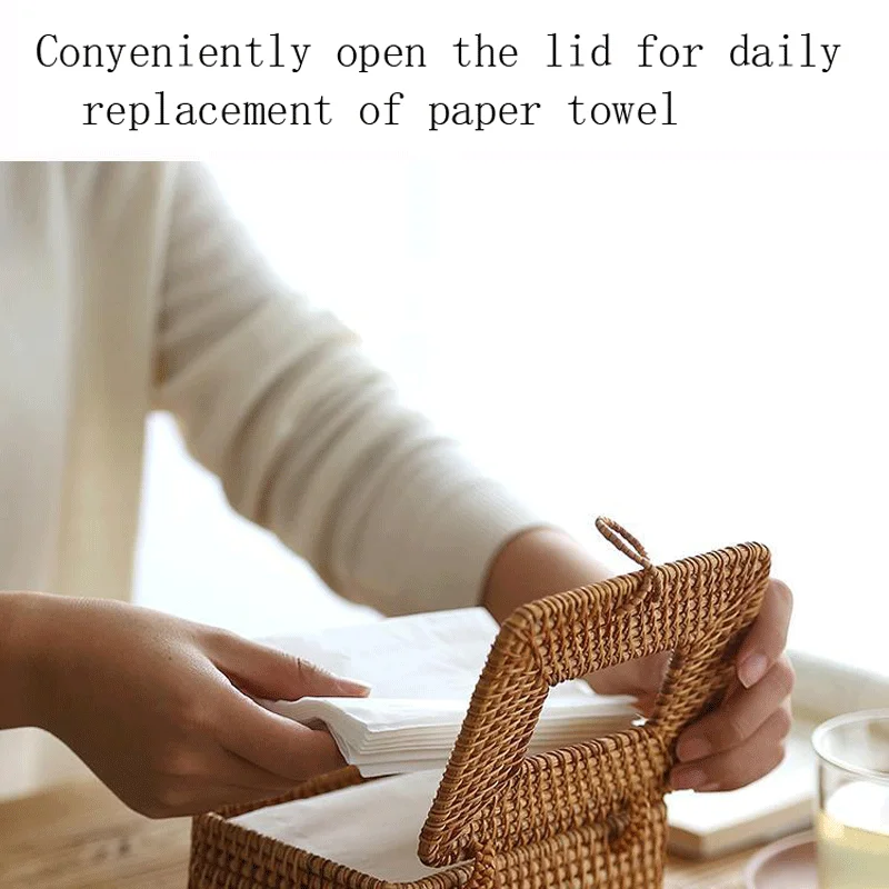 Rattan Tissue Box Home Decoration Handmade Desktop Tissue Rattan Box For Barthroom Home Hotel And Office for tissue box