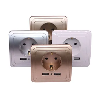 

Smart Home Best Dual USB Port 2000mA Wall Charger Adapter 16A EU Standard Electrical Plug Socket Power Outlet Panel 110~250V