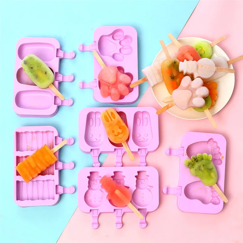 

Cute Groe Gre Silikon Eis Mold Popsicle Formen DIY Hausgemachte Dessert Gefrierschrank Obst Saft Eis Pop Maker Mould with Stick