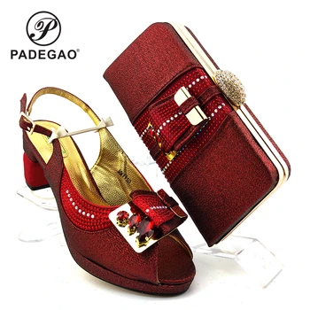 

2020 Specials Design Shoes and Bags To Match Set Nigerian Women Wedding Shoes and Bags Sets with Shinning Crystal