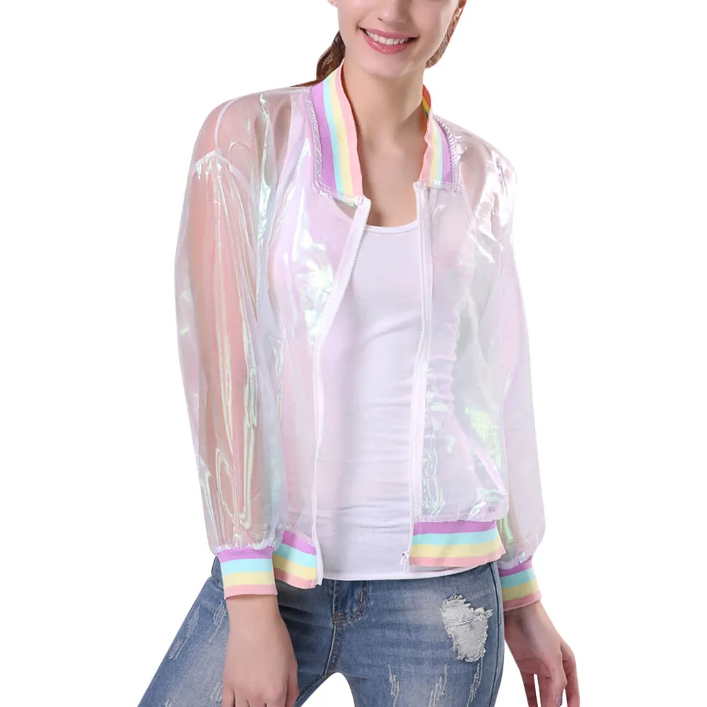 

JAYCOSIN Female jacket Women's Rainbow Sun Protection Shirt Splicing Collar Loose Multicolor Jackets women 2019 Coat L300726