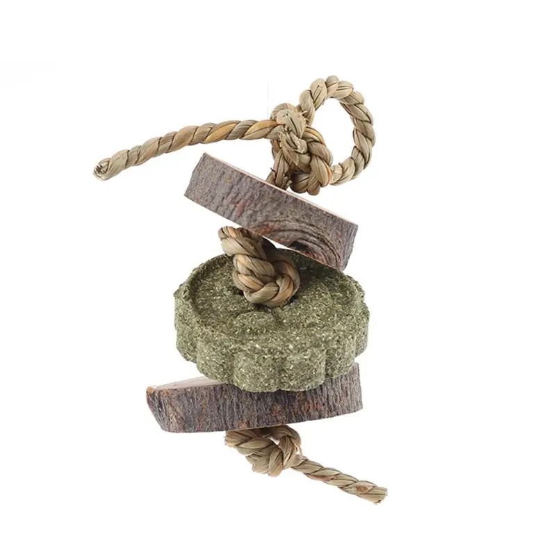 Rabbit Grass Cake Wooden Molar Toy Pet Chinchillas Hamster Bite String