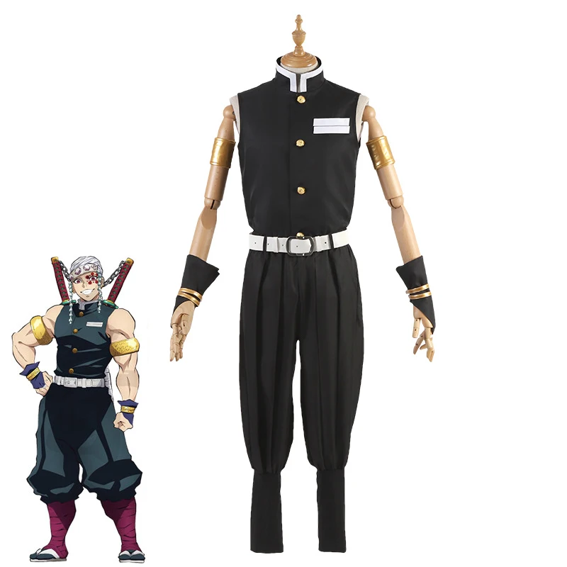 Аниме Demon Slayer: Kimetsu no Yaiba Cos Uzui Tengen костюм для косплея мужской топ + брюки ремень