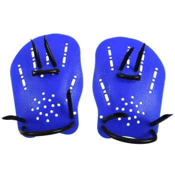

2 Pcs Blue Plastic Swim Swimming Webbed Hand Paddles