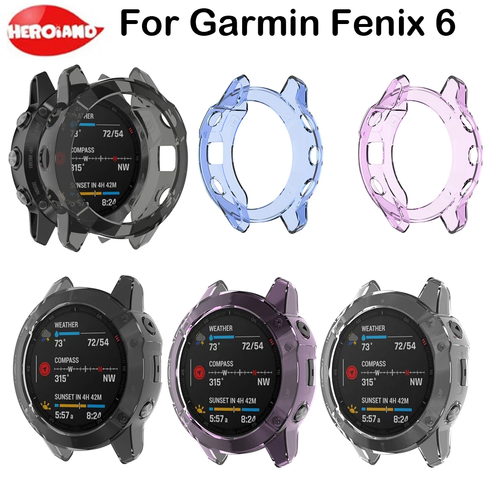 

For Garmin Fenix 6 Silicone Protective Case Cover for Garmin Fenix 6/6 Pro Smart Watch Soft Protective Case High Quality