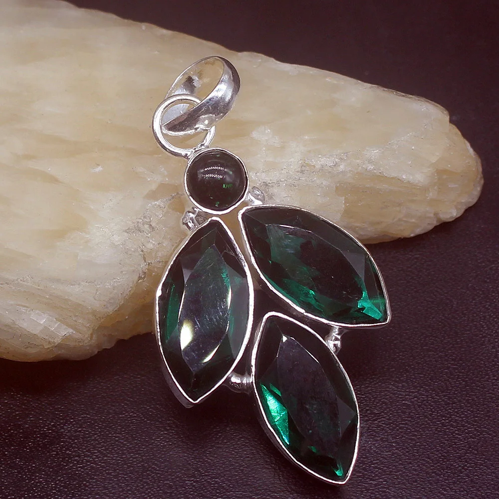

Gemstonefactory Jewelry Big Promotion 925 Silver Fashion Royal Multi Green Topaz Women Ladies Gifts Necklace Pendant 0779