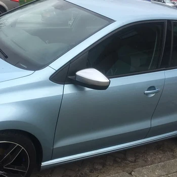 

Rearview Mirror Case Full Chrome Matt Finish Door Wing Mirror Cover Cap Shell Housing For VW POLO 6R 6C