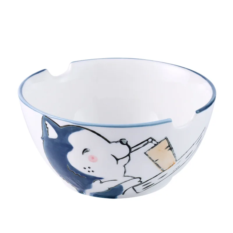 7 дюймов новая милая столовая посуда с изображением собак чаша Ручная роспись Творческий мультфильм большая лапша чаша для супа, салата для дома Большая японская керамическая чаша - Цвет: husky