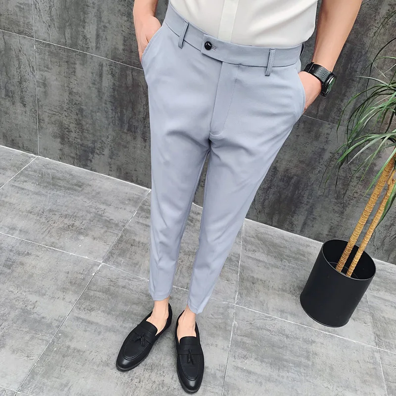 Spring Summer Men Dress Pants Stretched 
