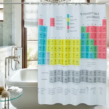 

Chemical Periodic Table 3d Bath Curtains Waterproof Polyester Fabric Washable Bathroom Shower Curtain Screen with Hooks