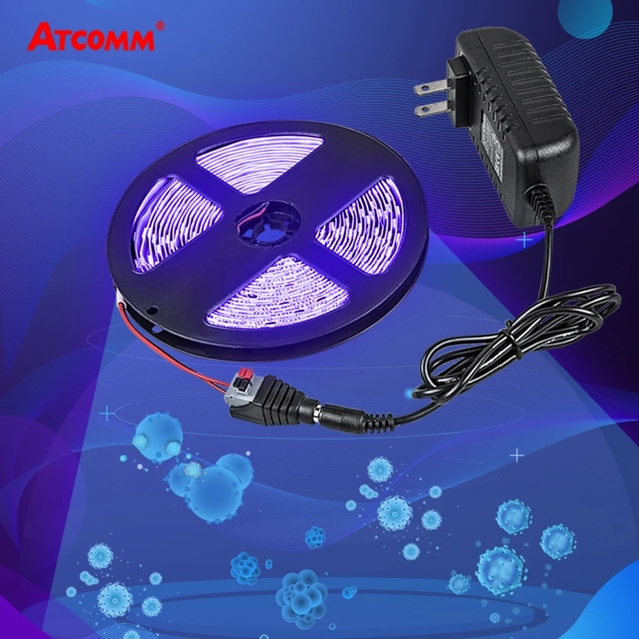5 Meter 12V UVC LED Strip Light 300 LEDs UVC Lamp Sterilizer UV Tape Sterilization Lights 265nm LED Sterilizer Diode Ribbon