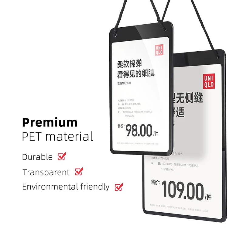 A4 A5 A6 Advertising Promotion PET POP Hanging Wall Card Price Banner Display Sign Holder Photo Frame For Clothes Store