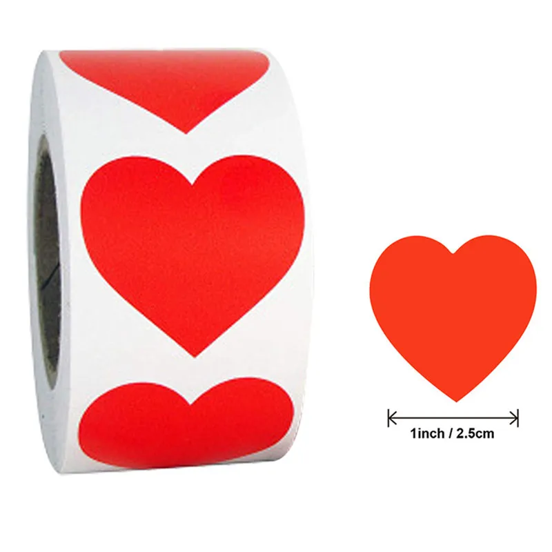 100-500 Multicolor Heart Stickers Seal Labels Labels Stickers