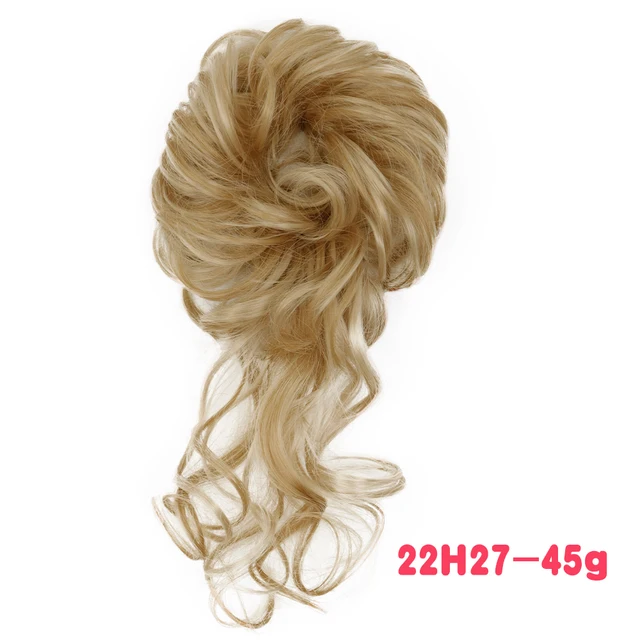 MERISIHAIR Synthetic Girls Curly Scrunchie Chignon With Rubber Band Brown Gray Hair Ring Wrap On Messy Bun Ponytails M-22h27