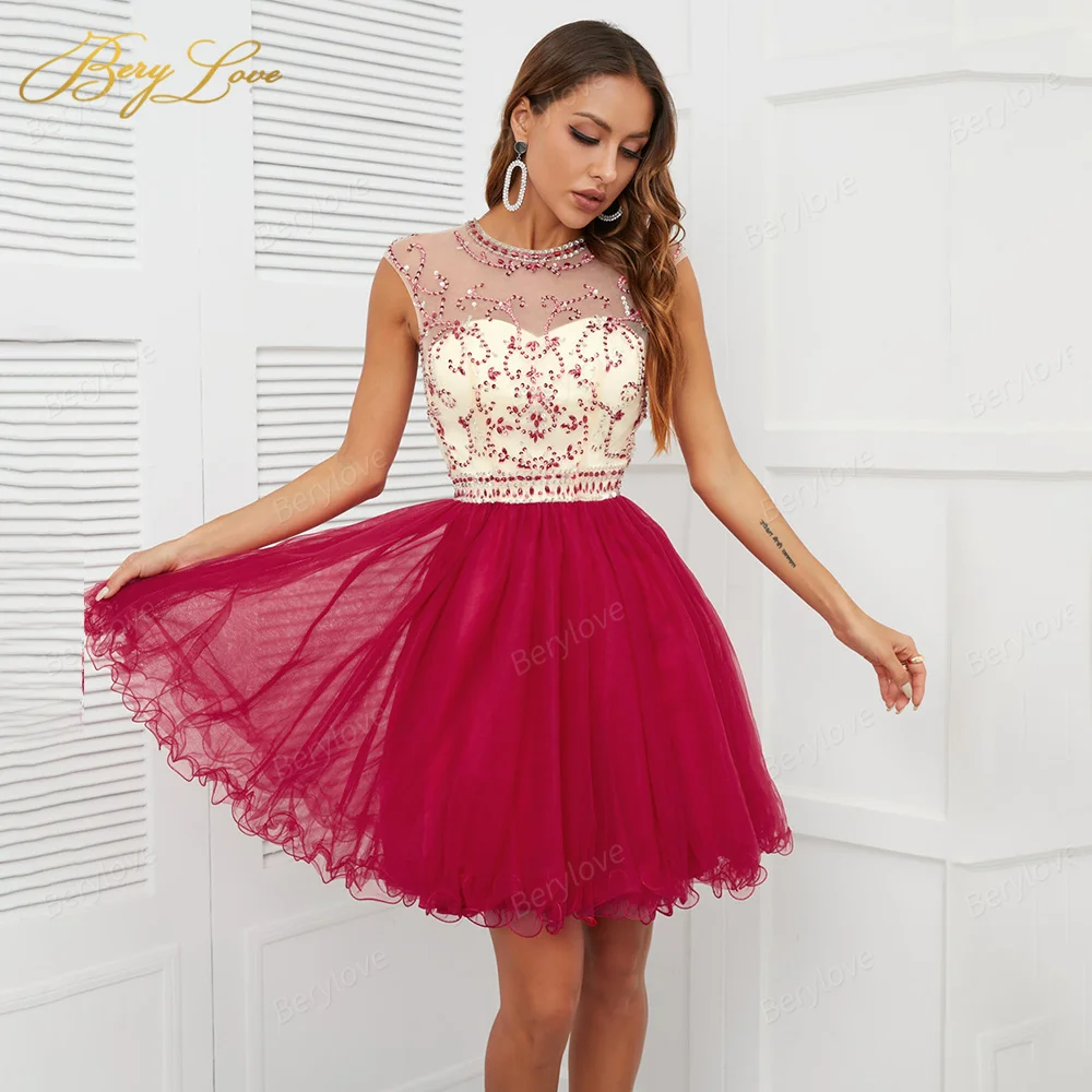 BeryLove Royal Blue Short Homecoming Dress 2021 Crystal Bodice Ruffle Skirt Colorful Short Gown Girl Party Prom Graduation Dress