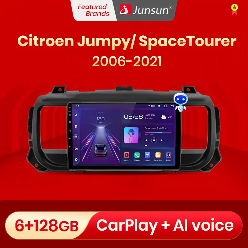 Junsun V1pro AI Voice 2din магнитола андроид for Citroen Jumpy 3 SpaceTourer 2016-2021 автомагнитола Аудио для