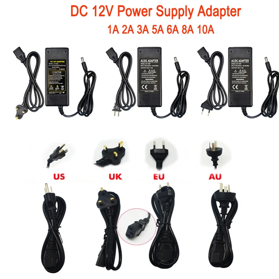 AC 100 V-240 V в DC 12 V 1A 2A 3A 5A 6A 8A 10A адаптер питания 12 V Вольт светильник ing трансформатор конвертер для светодиодный светильник