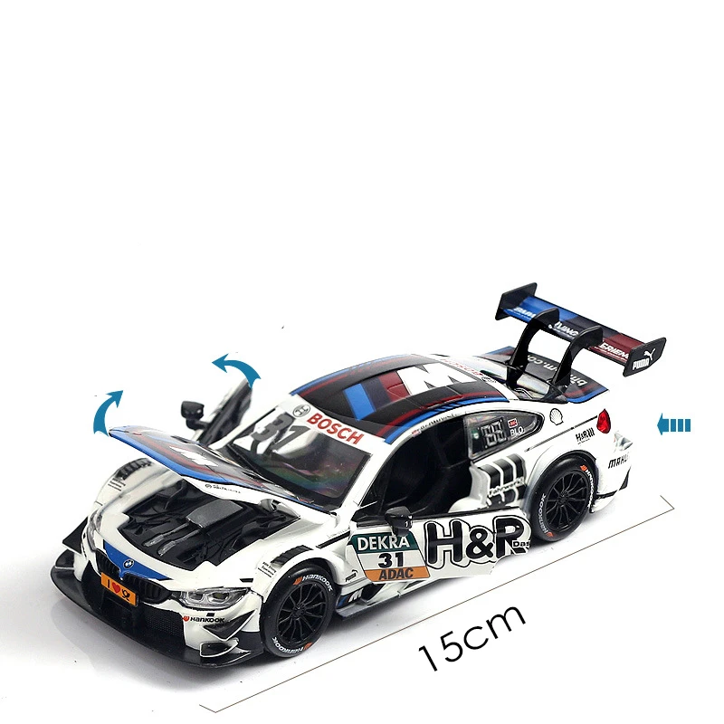 Масштаб 1:32 применение лошадь M4 DTM сплава металла модель литья под давлением декоративный узор гоночный спортивный автомобиль игрушки для детей HotWeels - Цвет: No. 31 no box