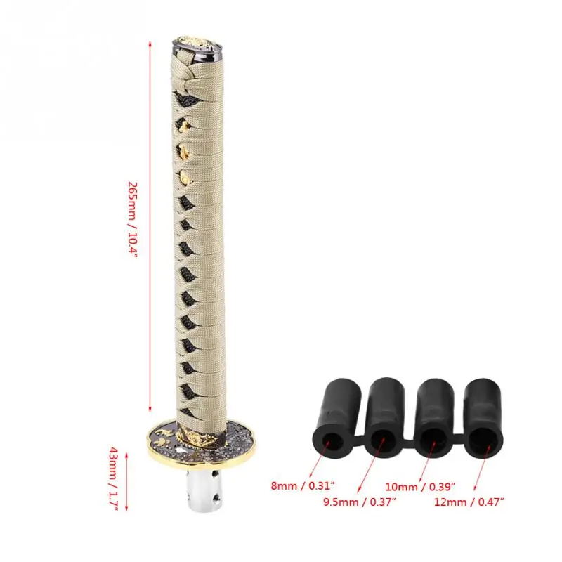 Золотой Universal Japanese Sword Car Gear Shift Lever Knob Shifter with 4 Adapters Car Accessories - Название цвета: Золотой