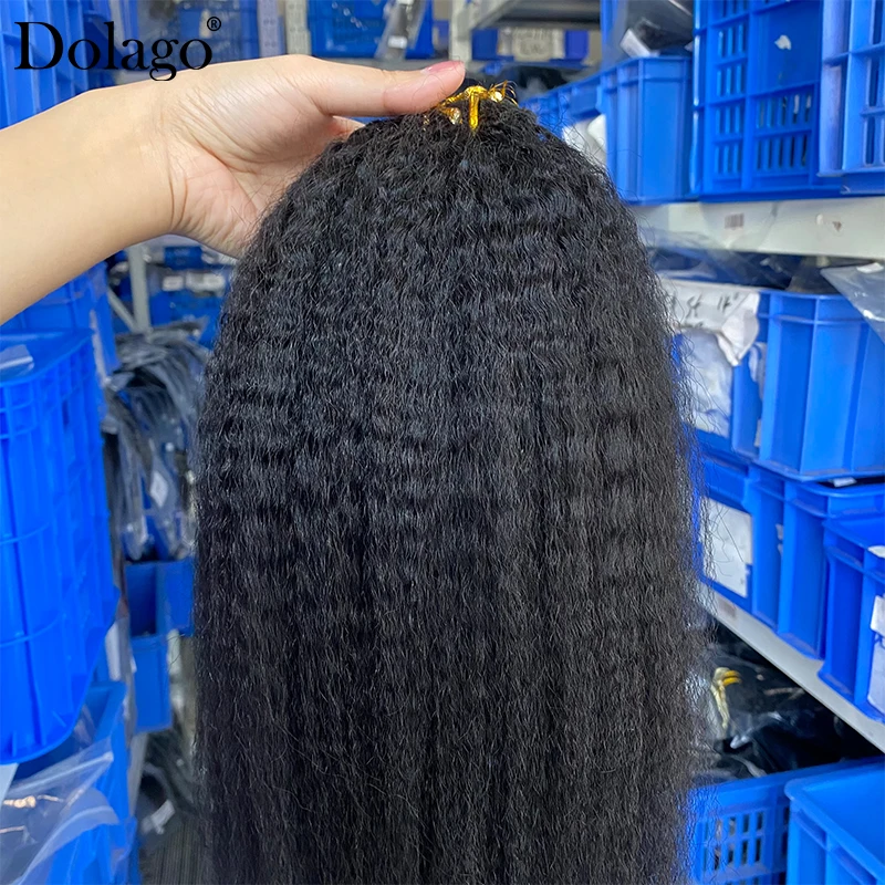 Kinky Straight Coarse Clip In Human Hair Extensions Full Head Sets 7pcs Yaki Mongolian Virgin Human Hair Clip Ins 200g Dolago