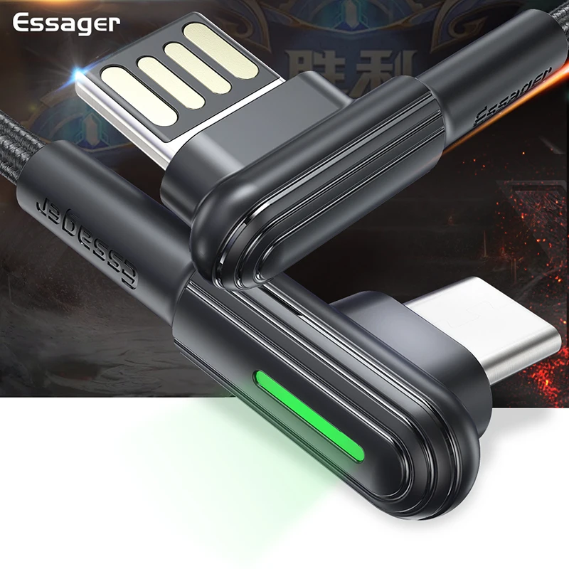 Кабель Essager usb type C для samsung Xiaomi Redmi Note 7 8 10 3A провод для быстрого заряда шнур USB-C зарядное устройство кабель usbc для мобильного телефона