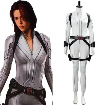 

Movie Black Widow Natasha Romanoff Cosplay Costume Adult White Jumpsuit Outfit Halloween Carnival Costume For Woman