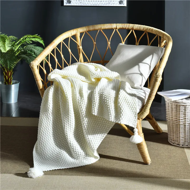 

Nordic Ins Chunky Knit Blanket Shawl Blanket Air Conditioning Blanket Office Blankets for Beds Weighted Blanket