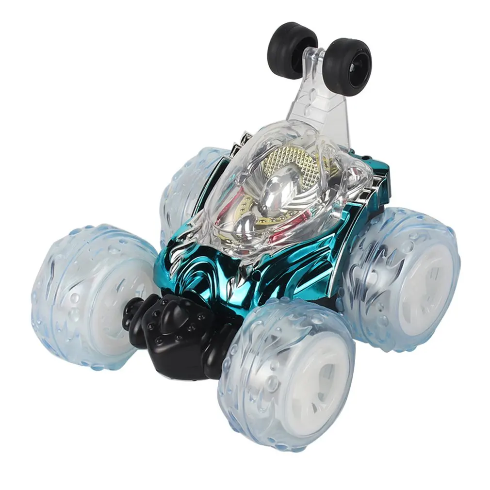 RC Stunt Music Car Buggy Models with 360'Tumbling Flips Spins Rotating LED Light Music Walk upright for Kids Gift