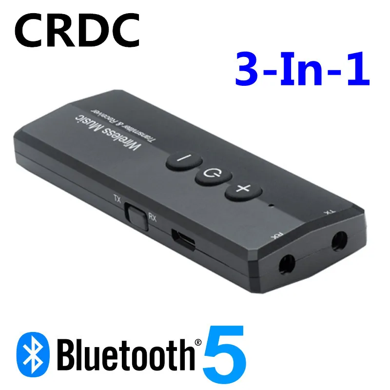CRDC 3 IN 1 Bluetooth Receiver Transmitter Stereo Bluetooth 5.0 4.2 Audio AUX 3.5mm Jack For TV PC Car Kit Wireless Adapter