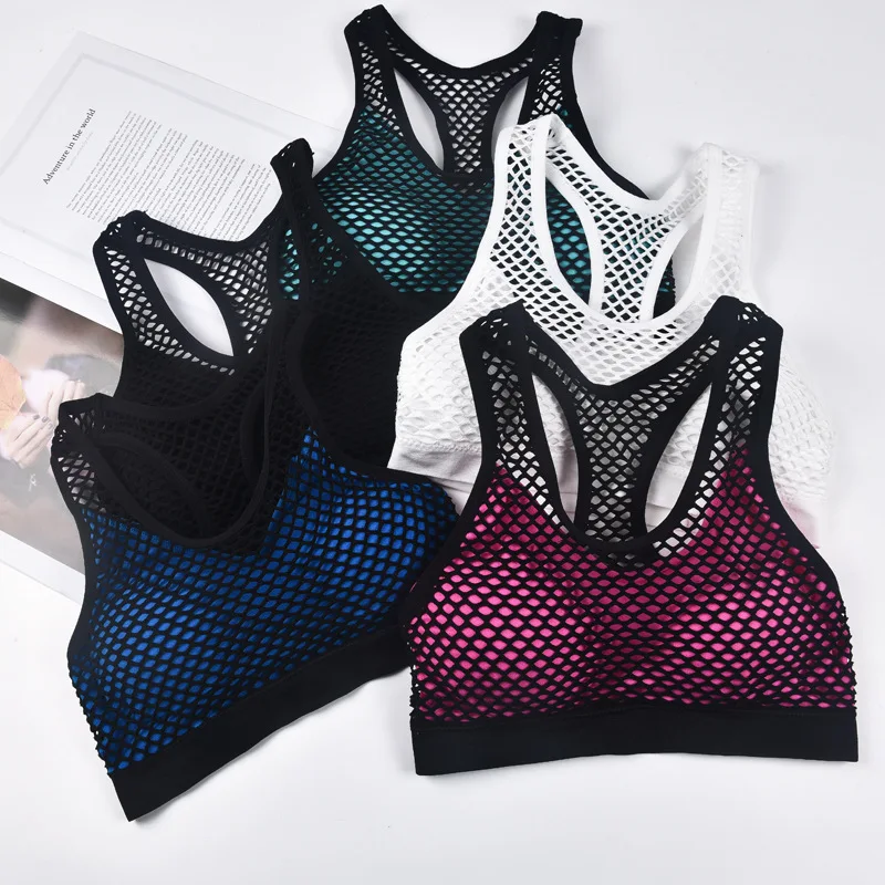 Mesh Sports Bra Hollow Out Sport Top Seamless Fitness Yoga Bras Women Gym Top Padded Running Vest Shockproof Push Up Crop Top Mesh Sports Bra Hollow Out Sport Top Seamless Fitness Yoga Bras Women Gym Top Padded Running Vest Shockproof Push Up Crop Top