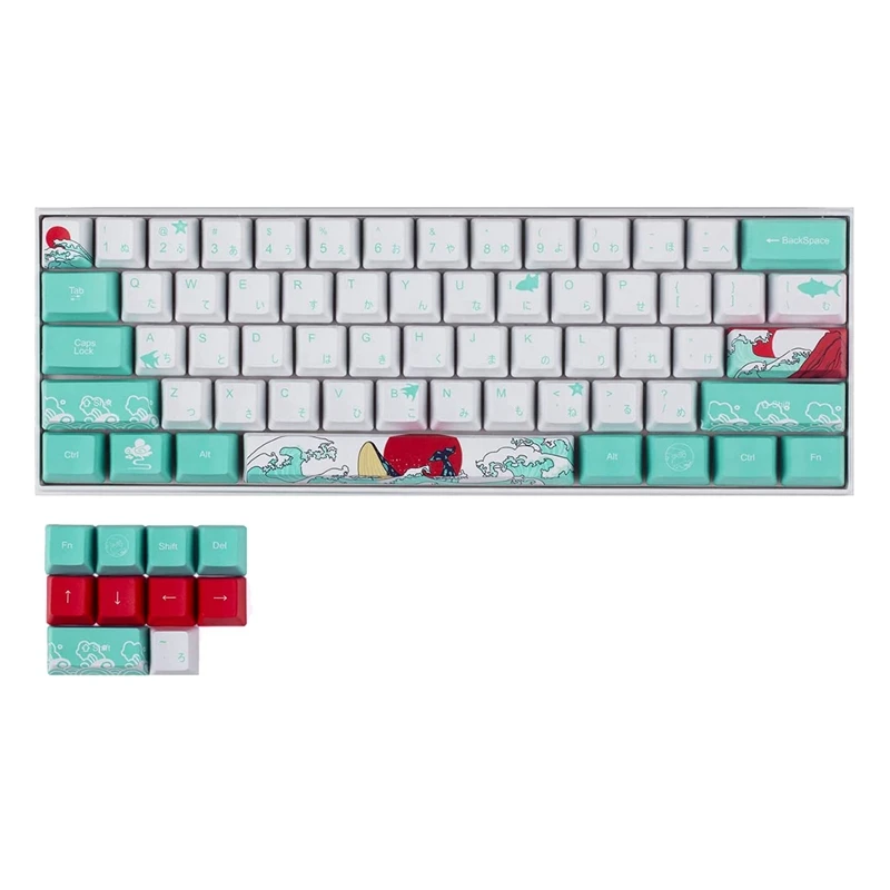 60% PBT Keycaps Set Profile for MX Switches Mechanical Gaming Keyboard GK61 64 (Coral Sea Japanese) | Компьютеры и офис