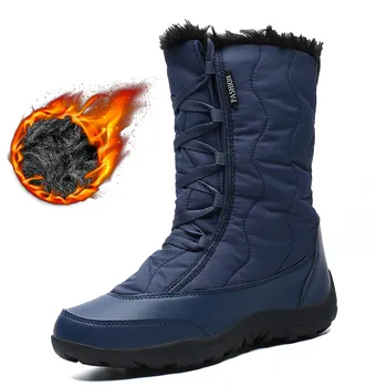 

Quality High Women Winter Wedges Snow Boots Shoes Ladies Plush Mid-Calf Boots Women Warm Non-slip Waterproof Snow Boots