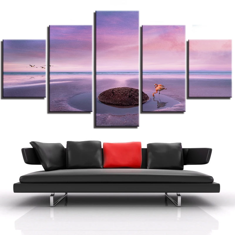 Романтическая картина с фиолетовым небом 5 шт. пейзажные постеры животными