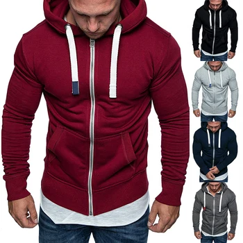 

2020 Men Gym Plain Zip Up Hooded Sweat Hoodies Sweatshirt Outwear Jacket Coat