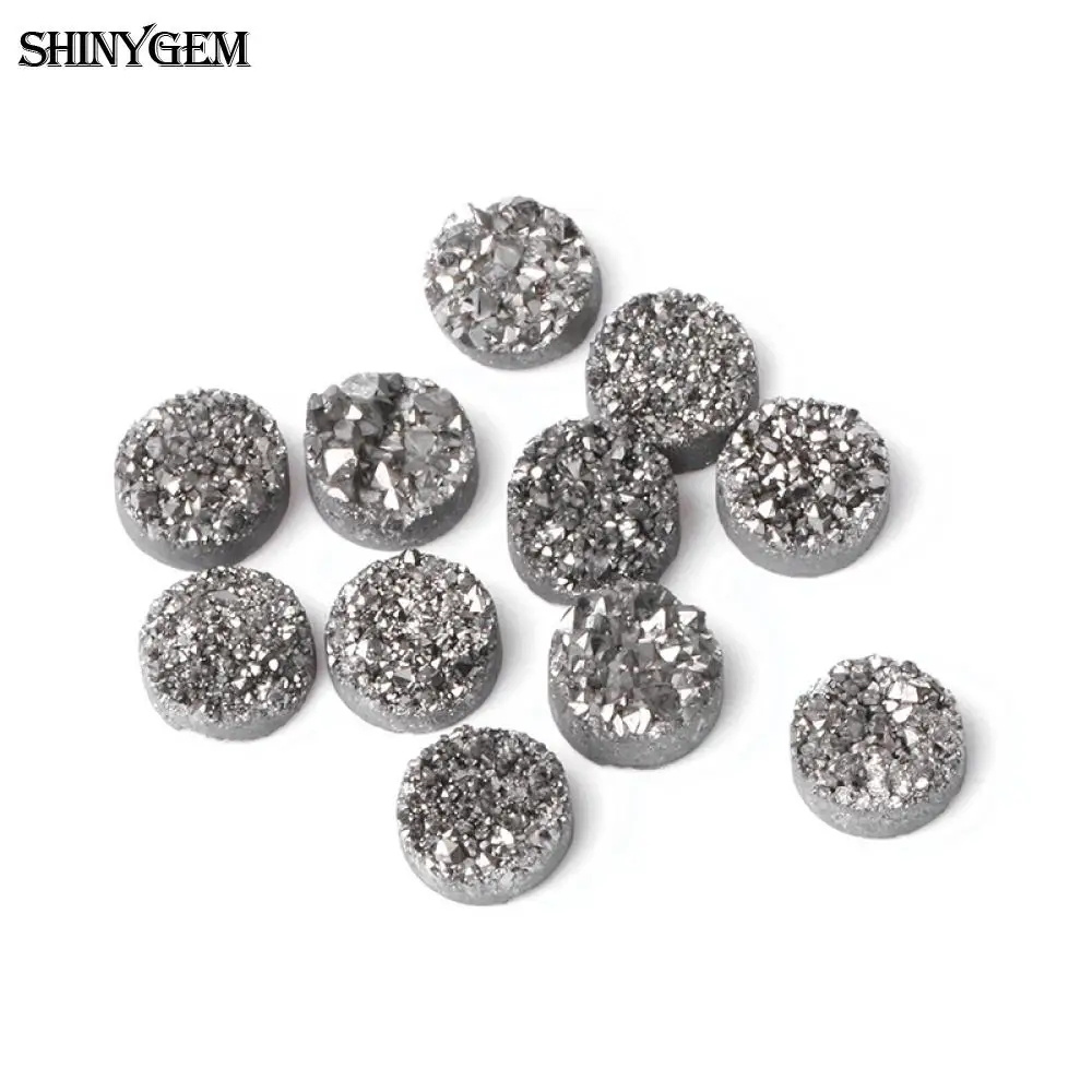 ShinyGem 5 шт 4 12 мм натуральный круглый кристалл Druzy Камень Радужный геодезический