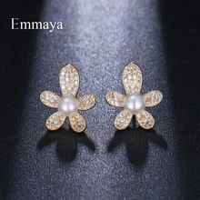 Emmaya, интересный дизайн, необычная модель, форма звезды, золотой цвет, с кубическим цирконием, для женщин, милые серьги, блестящий подарок другу