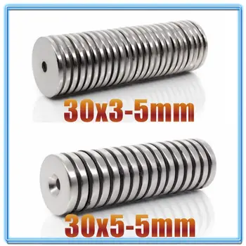 

5/10/50/100pcs N42 Super Strong Round Neodymium Countersunk Ring Magnets 30x3 30x5 mm Hole: 5mm Rare Earth 30*3 30*5 Hole: 5mm