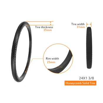 

26/24/22/20/16/12 /10/8.5/8/6.5 In Black MTB Solid Fixed Gear Road Bike Tyre Bicycle Cycling Tubeless Honeycomb Solid Tire
