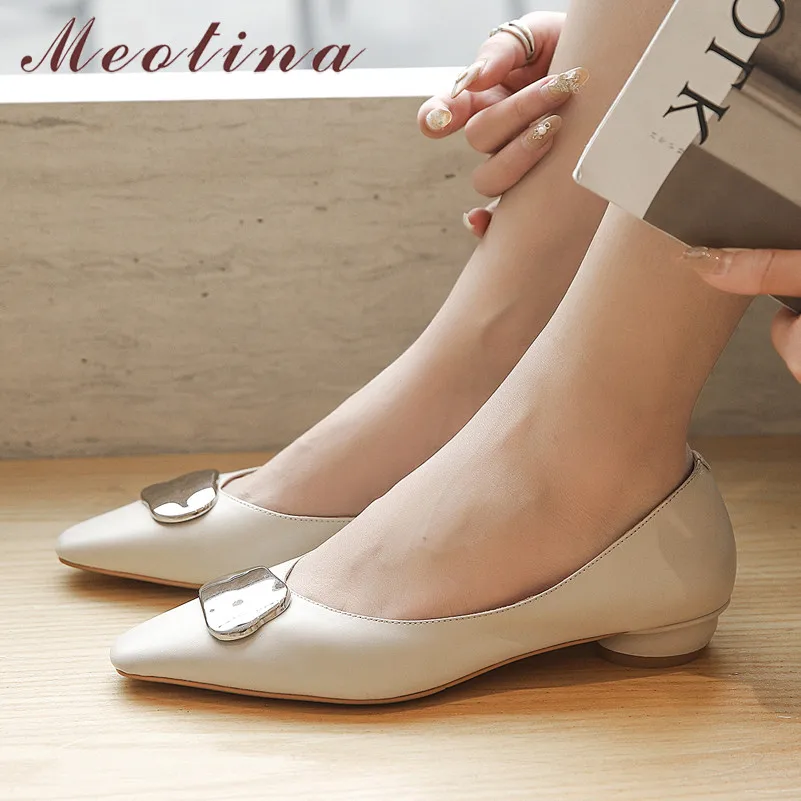

Meotina Spring Flats Women Shoes Natural Genuine Leather Flat Boat Shoes Real Leather Square Toe Loafers Shoes Female Size 34-39