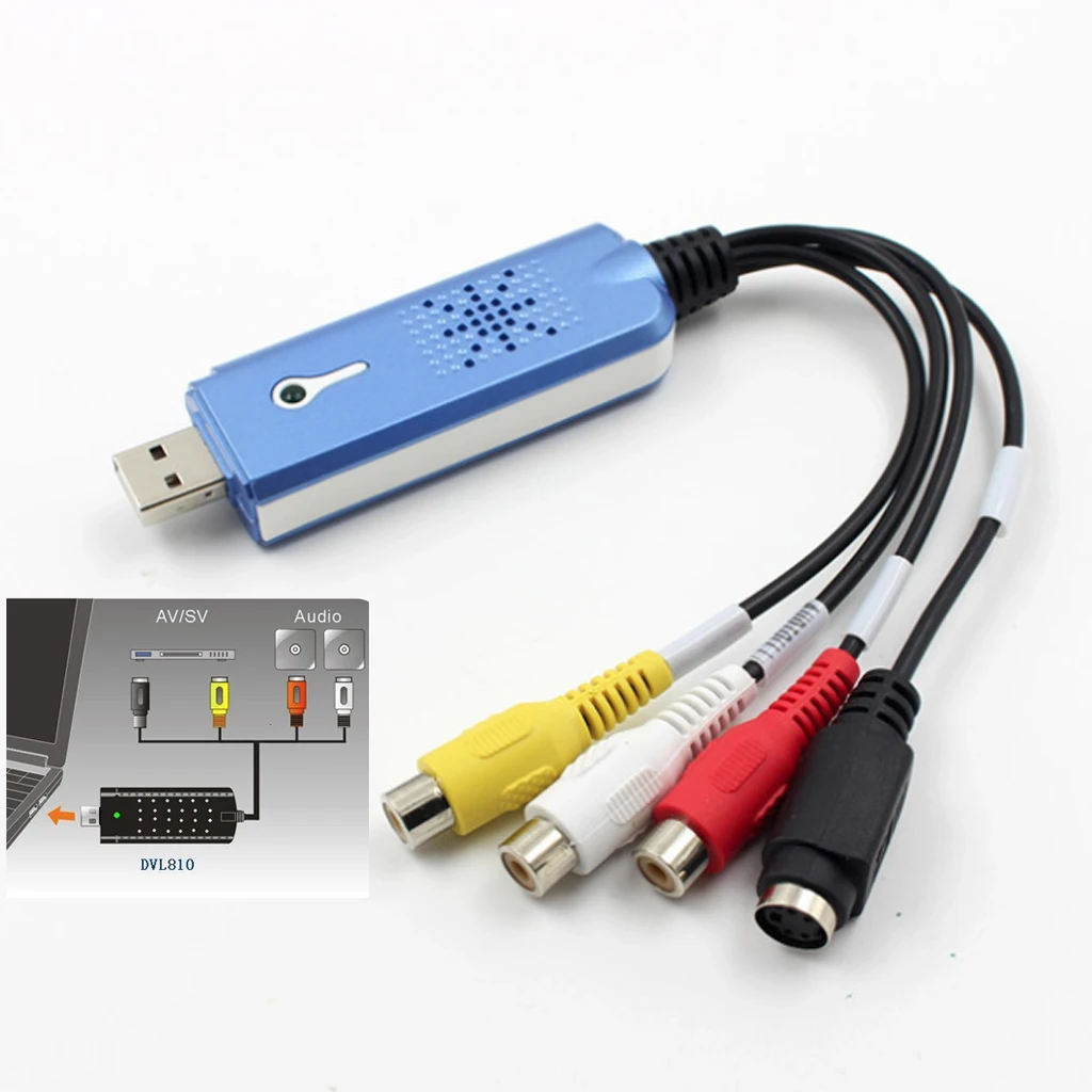 USB адаптер для видеозахвата с захватом чипсетом U tv 007 tv DVD VHS аудио Захват S-Video USB адаптер конвертер Поддержка Win7